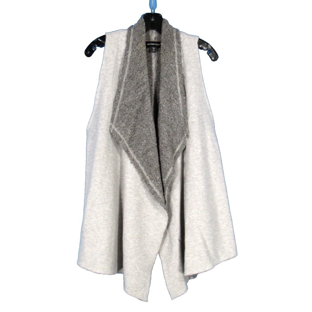 FIFTEEN TWENTY Gray OPEN FRONT Drape SWEATER Fleece Lining VEST/TOPPER Sz M